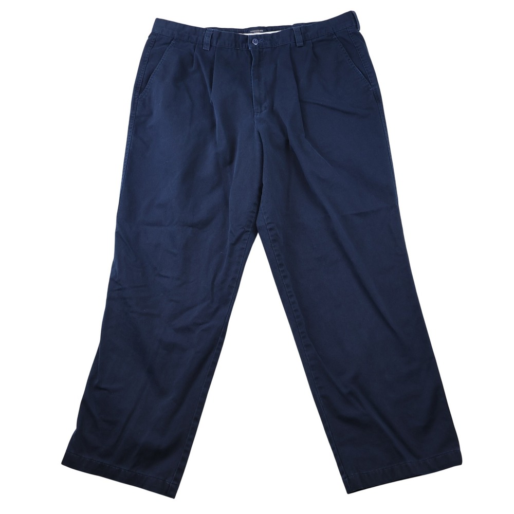 Dockers Mens 40x32 Pleated Chino Pants Navy Blue Cotton 405616113